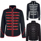 Men's Steampunk Military Frock Coat | Gothic Victorian Jacket with Braid Trim