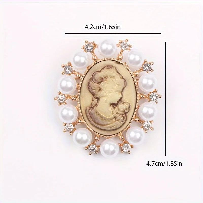 Baroque Cameo Brooch – Vintage Hollow Alloy Portrait Pin