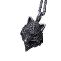 Men's Viking Nordic Wolf Head Necklace – 316L Stainless Steel Pendant with Snake Chain & Gift Box