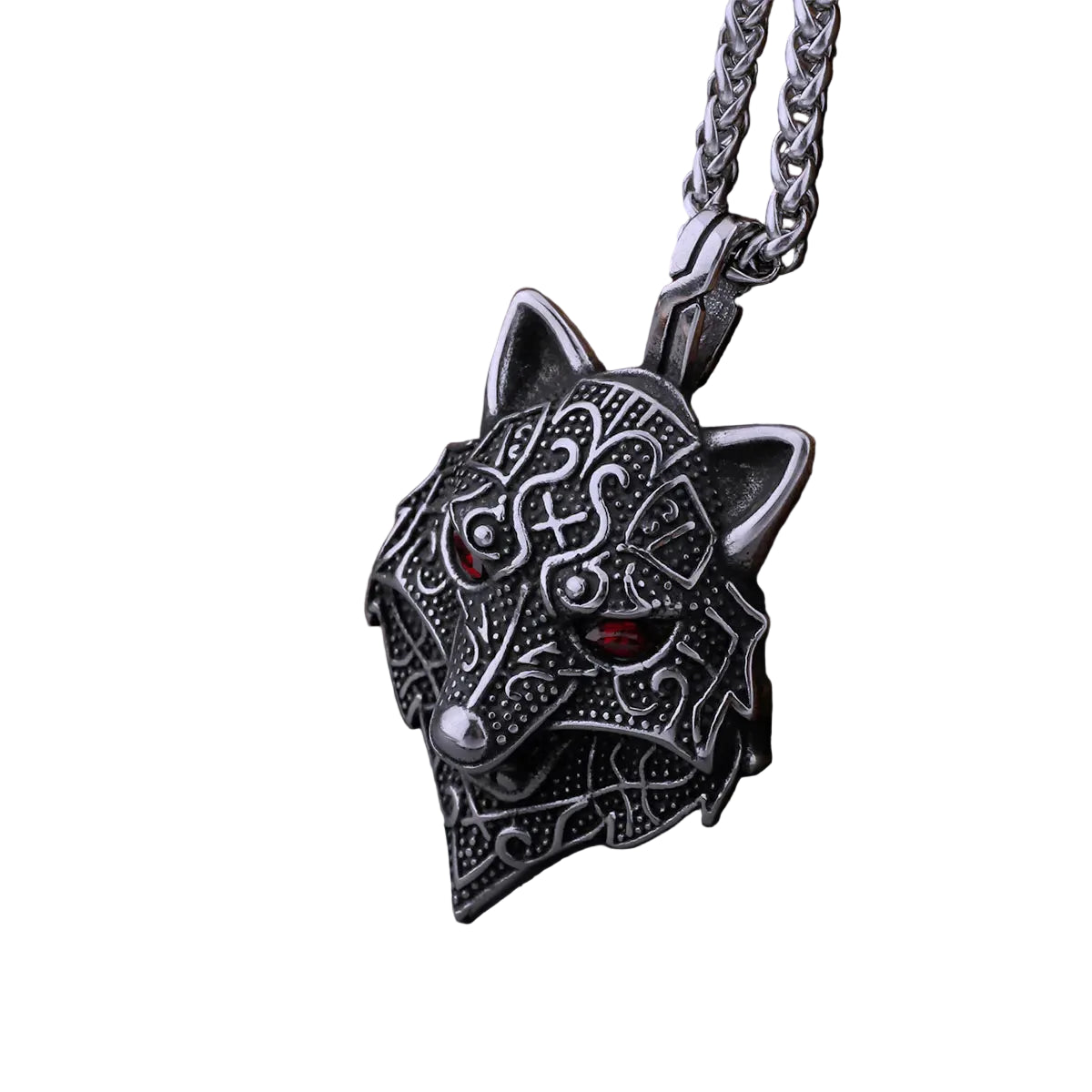 Men's Viking Nordic Wolf Head Necklace – 316L Stainless Steel Pendant with Snake Chain & Gift Box