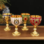 Medieval Embossed Metal Goblet – Vintage European Wine Cup