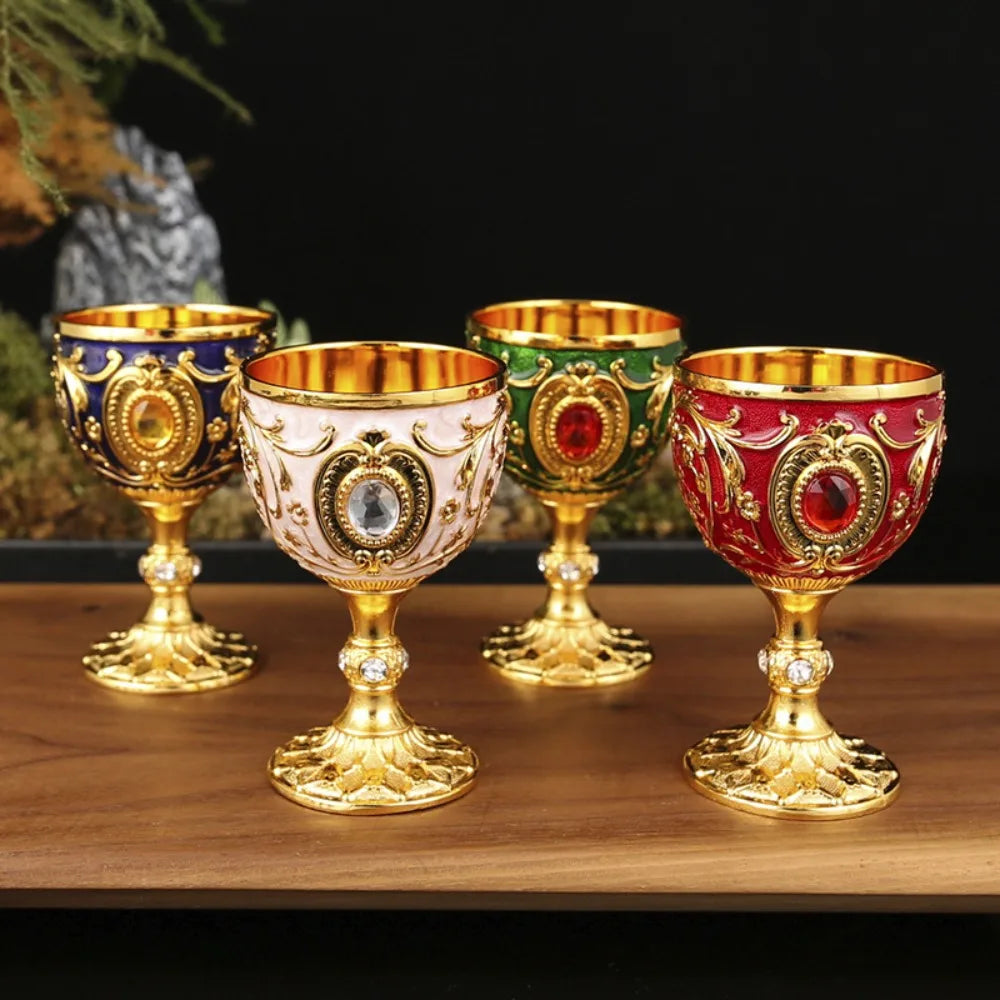 Medieval Embossed Metal Goblet – Vintage European Wine Cup