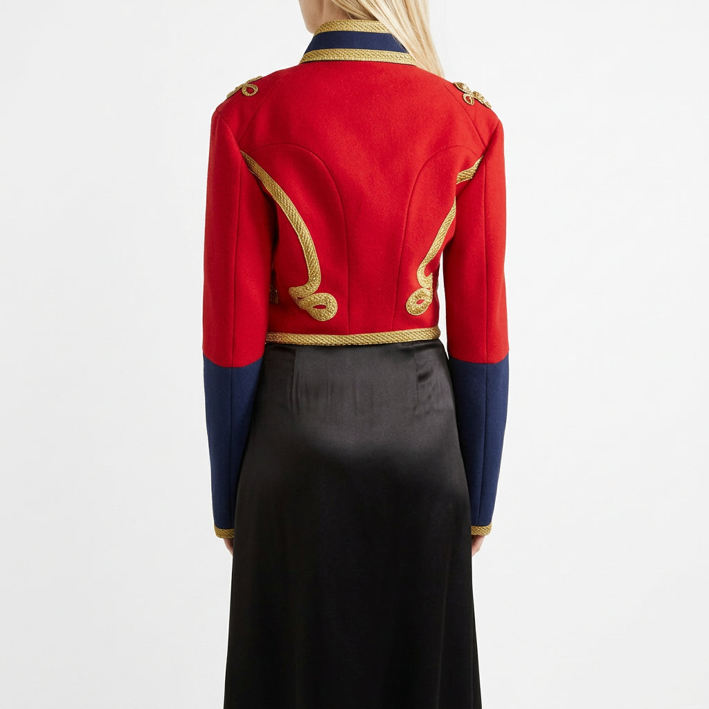 Women's Georgian Military Hussar Jacket — Red & Blue 18th Century Officer Costume