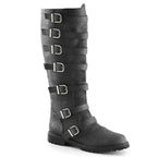 Medieval Knight Knee-High Buckle Boots – Faux Leather | Black & Dark Brown