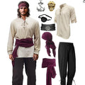 Men's Caribbean Pirate Costume Set – Medieval Buccaneer Outfit with Accessories
