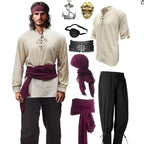 Men's Caribbean Pirate Costume Set – Medieval Buccaneer Outfit with Accessories