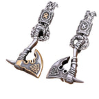 Viking Rune Axe Pendant Necklace – 316L Stainless Steel Norse Amulet | Gold & Silver