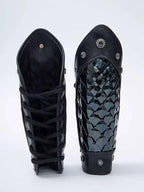 Dragon Scale Armor Bracers – Stainless Steel & Faux Leather Arm Guards for LARP, Cosplay & Historical Costume (Set of 2)