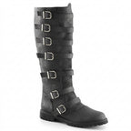 Medieval Knight Knee-High Buckle Boots – Faux Leather | Black & Dark Brown