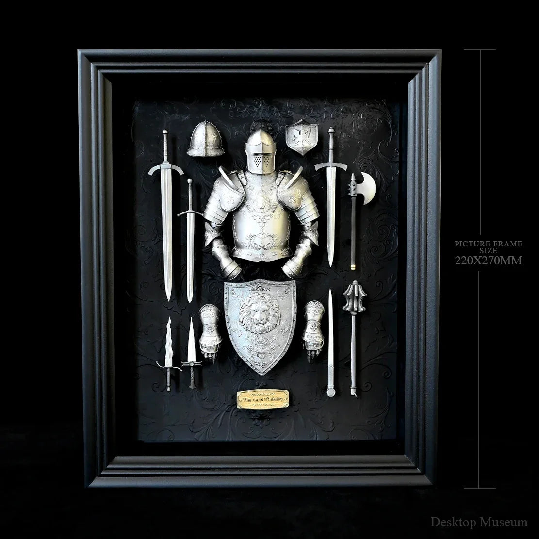 Medieval Knight Armor Resin Display Frame – Decorative Shadow Box Collectible