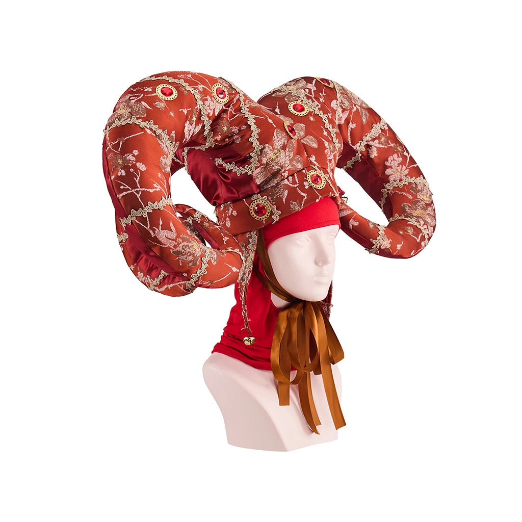 Venetian Carnival Ram Horn Headdress – Jacquard Horned Headpiece | Multiple Colors