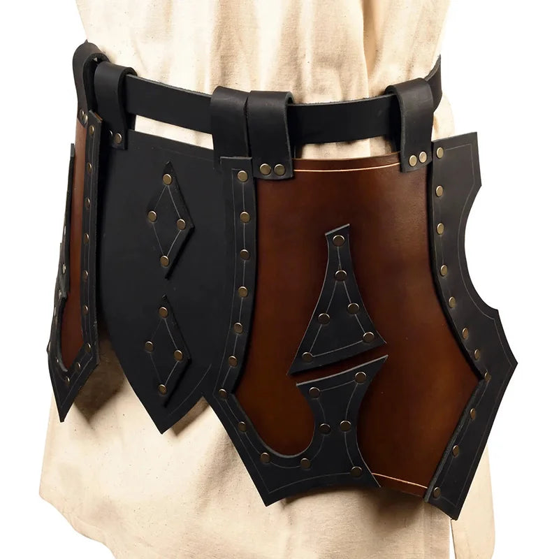 Medieval Knight Tasset Belt with Faulds – PU Leather Hip Armor | Multiple Colors