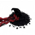 Gothic Lace Witch Hat – Velvet Brim with Lace Trim & Moon Pendant for Halloween & Costume Parties