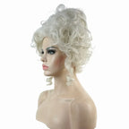 Marie Antoinette Powdered Wig – 18th Century Rococo Upswept Curly Cosplay Wig