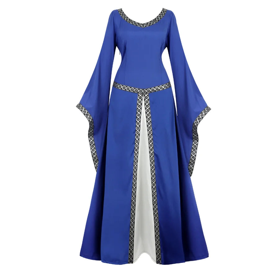 Women's Medieval Renaissance Gown | Trumpet Sleeve Floor-Length Dress