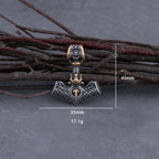 Viking Thor's Hammer Necklace – Mjölnir Odin Rune Pendant in 316L Stainless Steel | Gold-Silver & Silver