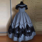 Women’s 1860s Southern Belle Ball Gown — Victorian Civil War Gothic Lace Dress