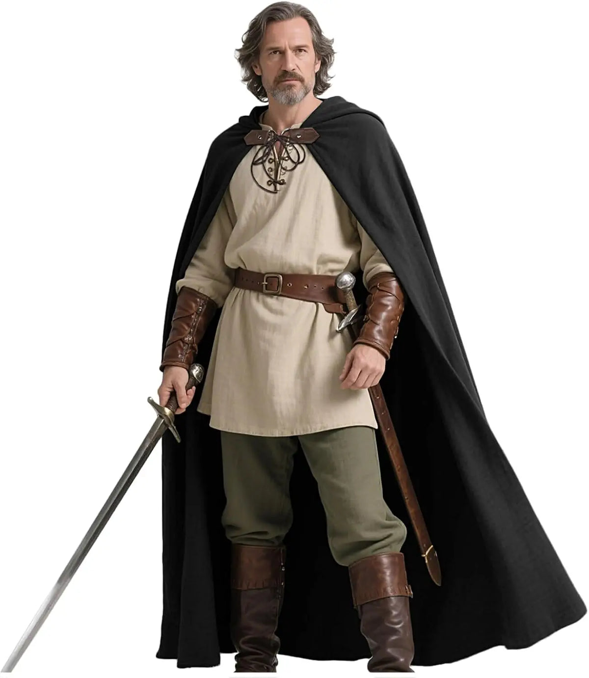 Renaissance Hooded Linen Cloak | Medieval Cape for Men & Women