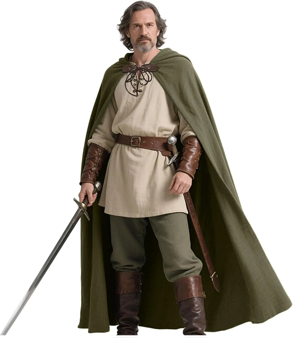 Renaissance Hooded Linen Cloak | Medieval Cape for Men & Women