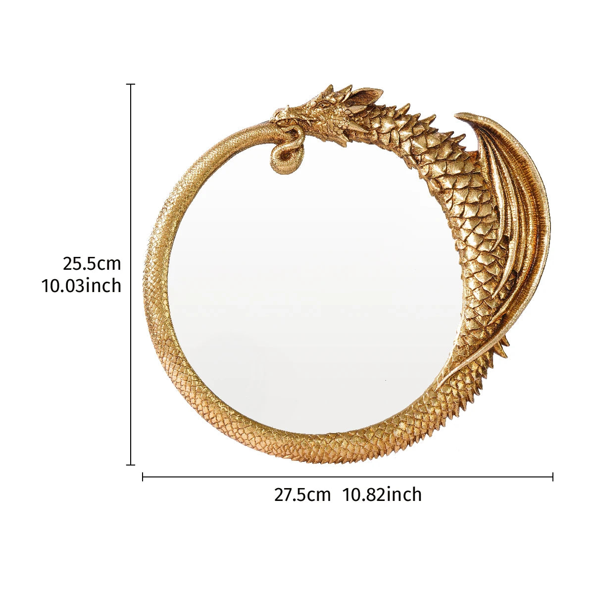 Dragon Wall Mirror – Golden Resin Decorative Oval Mirror