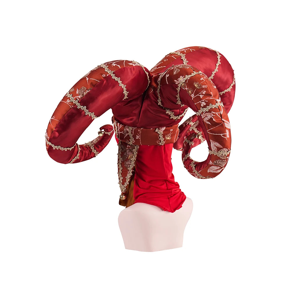 Venetian Carnival Ram Horn Headdress – Jacquard Horned Headpiece | Multiple Colors