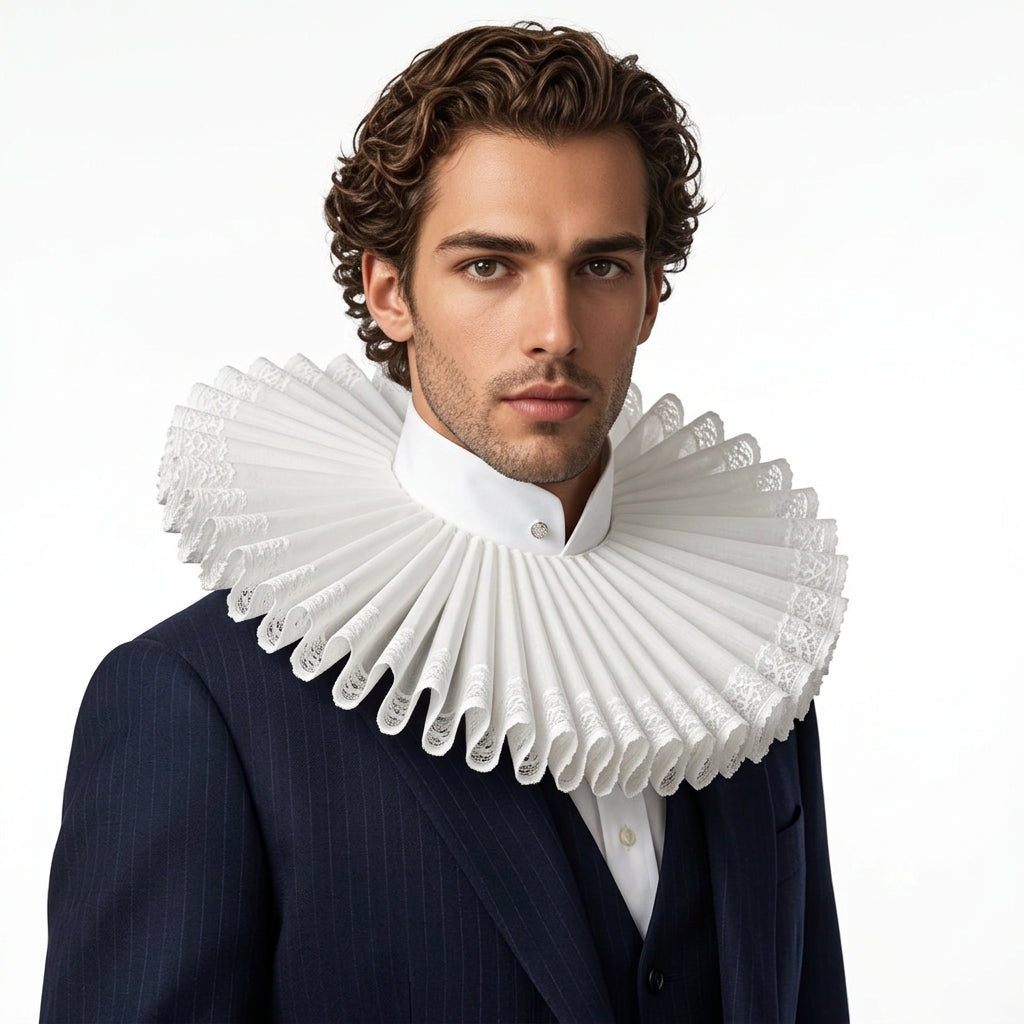 Renaissance Ruff Collar – Detachable Elizabethan Neck Frill for Period Costumes