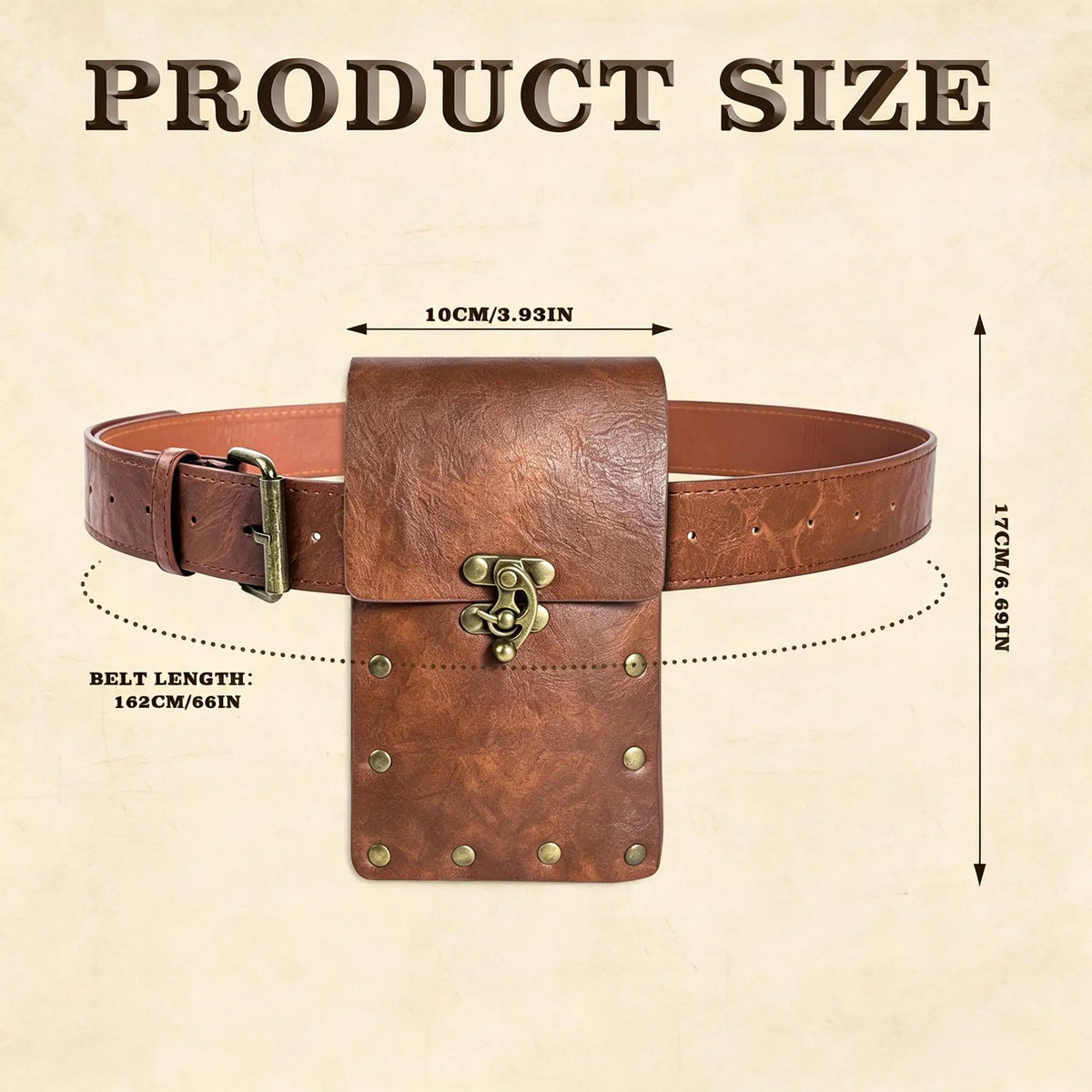 Medieval Leather Belt Pouch – Vintage Rivet Waist Bag