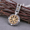 Viking Vegvisir Compass Necklace – Norse Rune Amulet Pendant in 316L Stainless Steel | Gold & Silver