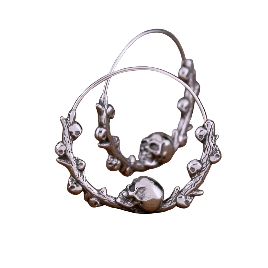 Viking Skull Hoop Earrings – 316L Stainless Steel