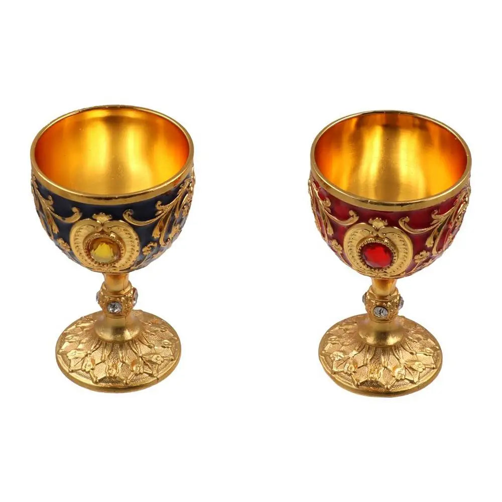 Medieval Embossed Metal Goblet – Vintage European Wine Cup