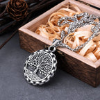 Men's Viking Tree of Life Necklace – Yggdrasil Pendant in 316L Stainless Steel with Snake Chain