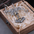 Viking Thor's Hammer Necklace – Mjölnir Odin Rune Pendant in 316L Stainless Steel | Gold-Silver & Silver