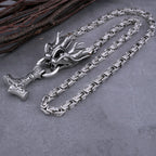 Men's Thor's Hammer Necklace – Dragon Head Mjölnir Pendant in 316L Stainless Steel