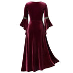 Medieval Gothic Lace-Up Velvet Gown – Long Sleeve Vampire Witch Costume for Women