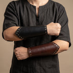 Medieval Leather Bracer – Lace-Up Arm Guard & Gauntlet Cuff