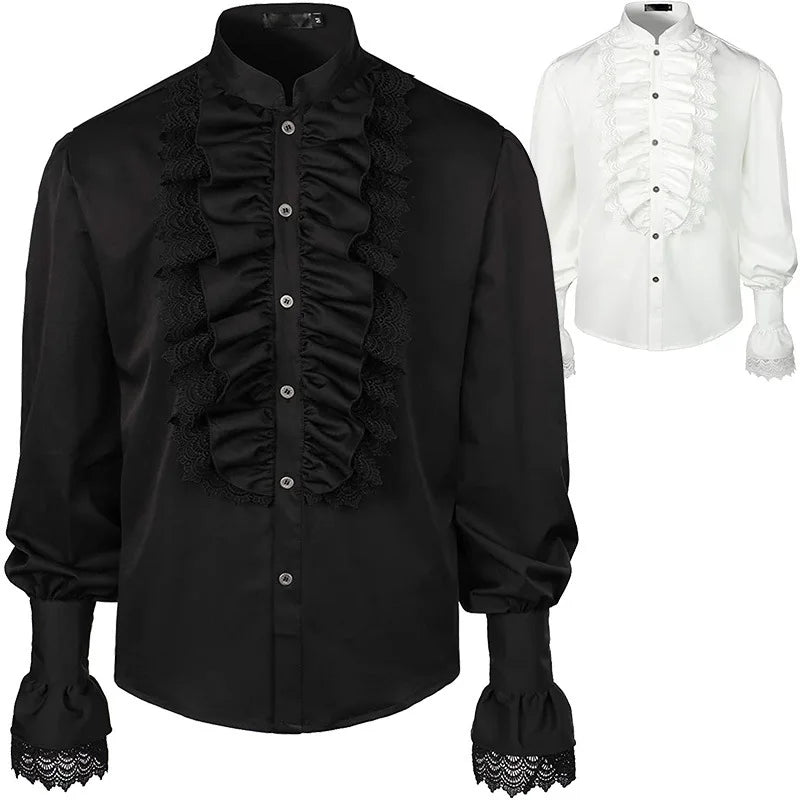Men's Ruffled Lace Shirt | Victorian Gothic Pirate & Steampunk Costume Blouse
