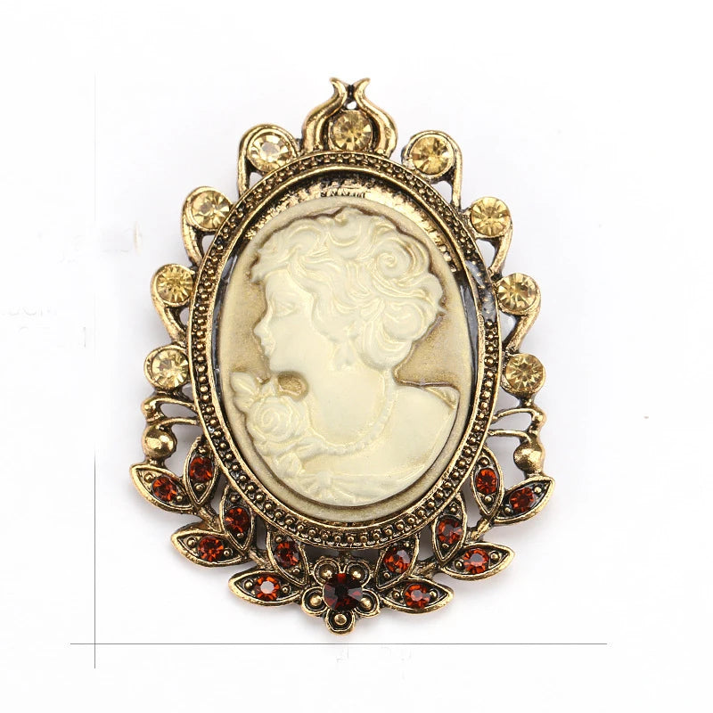 Baroque Cameo Brooch – Vintage Hollow Alloy Portrait Pin