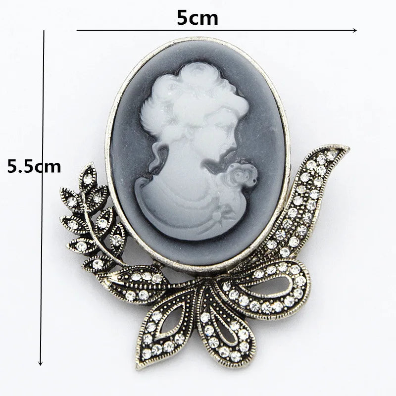 Baroque Cameo Brooch – Vintage Hollow Alloy Portrait Pin