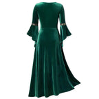 Medieval Gothic Lace-Up Velvet Gown – Long Sleeve Vampire Witch Costume for Women