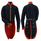 Georgian Military Hussar Frock Coat – Men's Officer Jacket | Black & Red