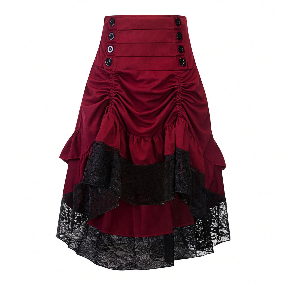 Victorian Steampunk Gothic Lace Skirt – High-Low Ruffle Layer