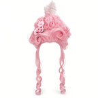 Rococo Queen Costume Wig — Stacked Curls with Flowers & Feathers