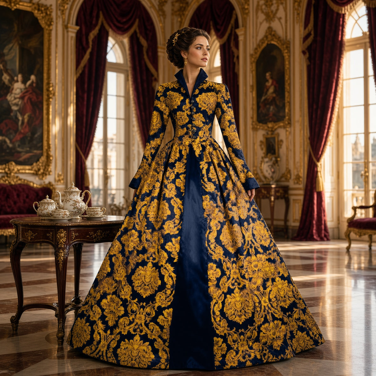 Victorian Baroque Ball Gown – Renaissance Medieval Dress for Women