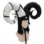 Venetian Carnival Ram Horn Headdress – Jacquard Horned Headpiece | Multiple Colors