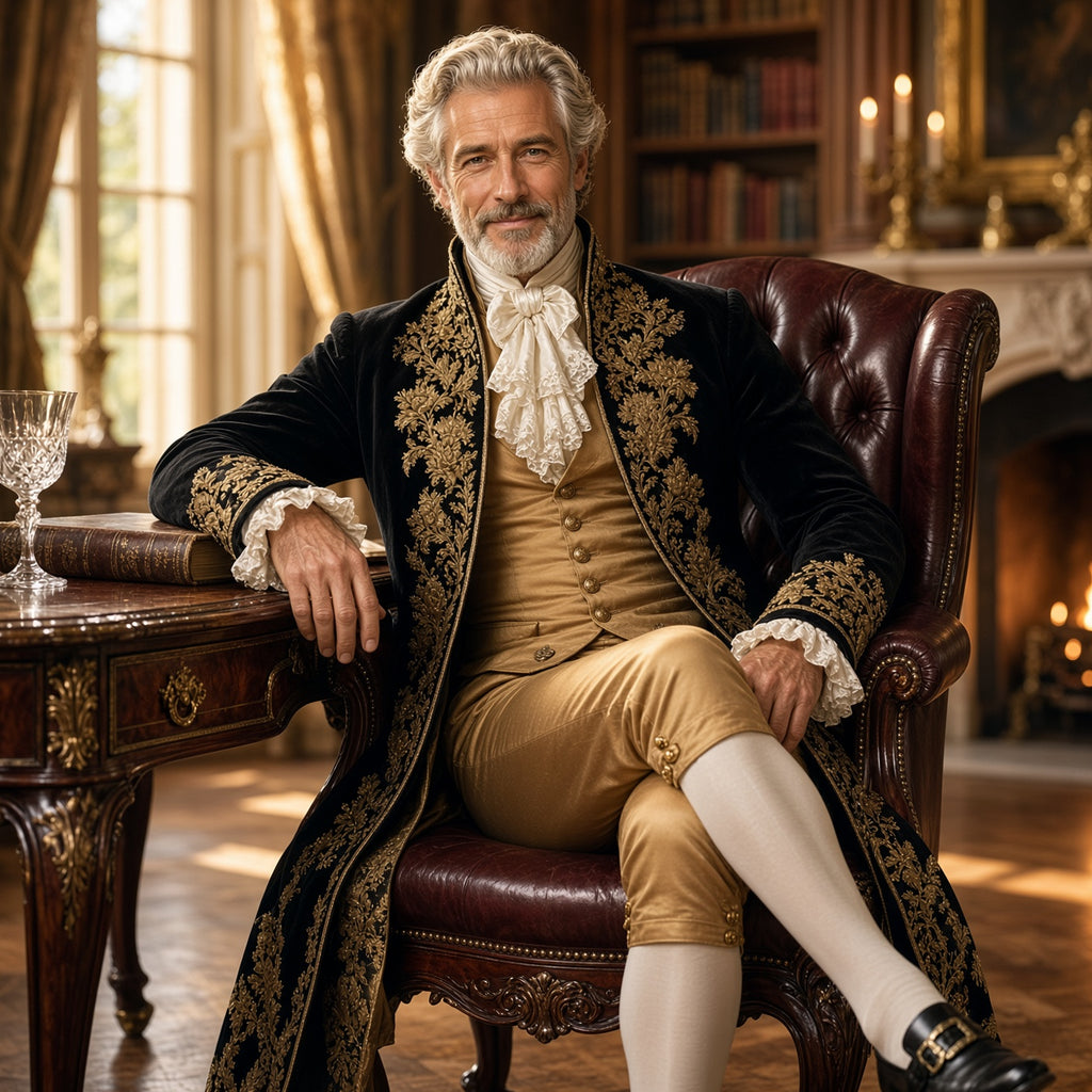 Victorian Aristocrat Gentleman Costume Set – 18th Century Rococo Baroque Tailcoat Suit
