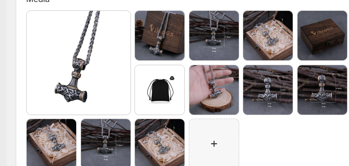 Men's Viking Thor's Hammer Mjölnir stainless steel pendant necklace with snake chain and wooden gift box