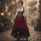 Victorian Steampunk Gothic Lace Skirt – High-Low Ruffle Layer