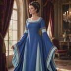 Women's Medieval Renaissance Gown | Trumpet Sleeve Floor-Length Dress