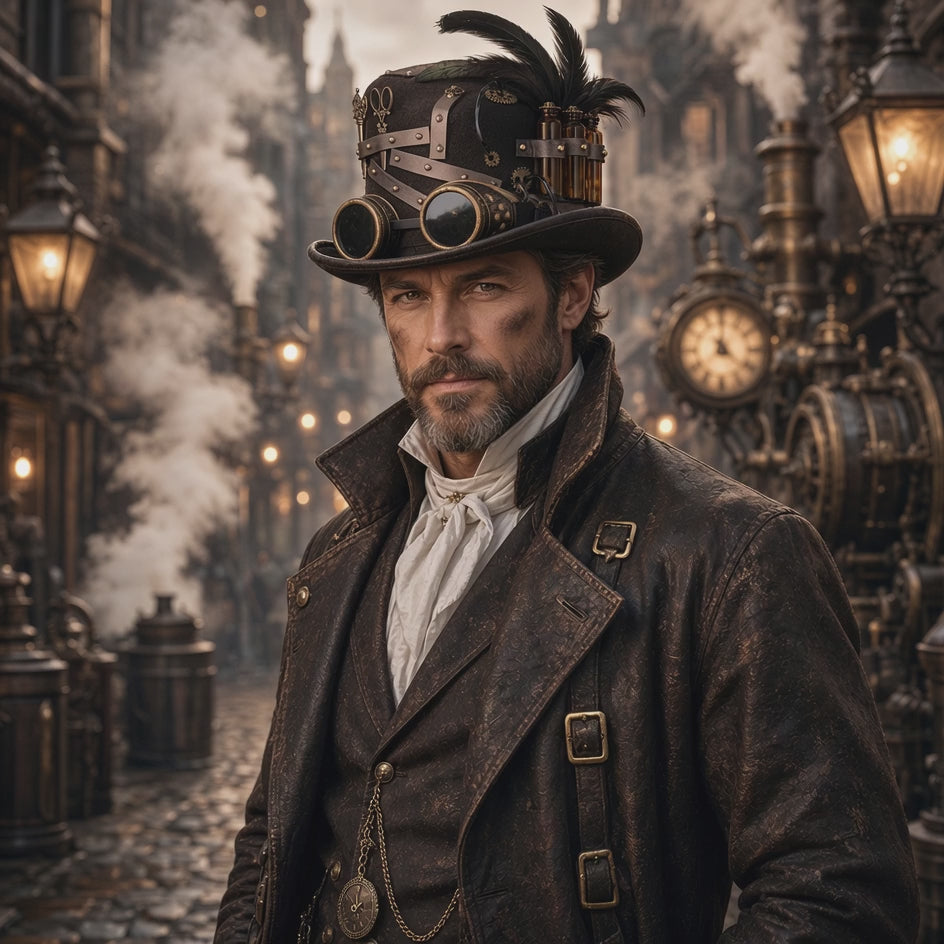 Steampunk Top Hat with Detachable Goggles | Gothic Victorian Costume Hat