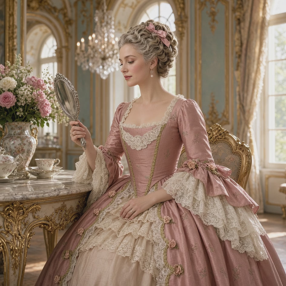 Georgian Rococo Ball Gown – Women’s 18th Century Court Dress | Blush Pink